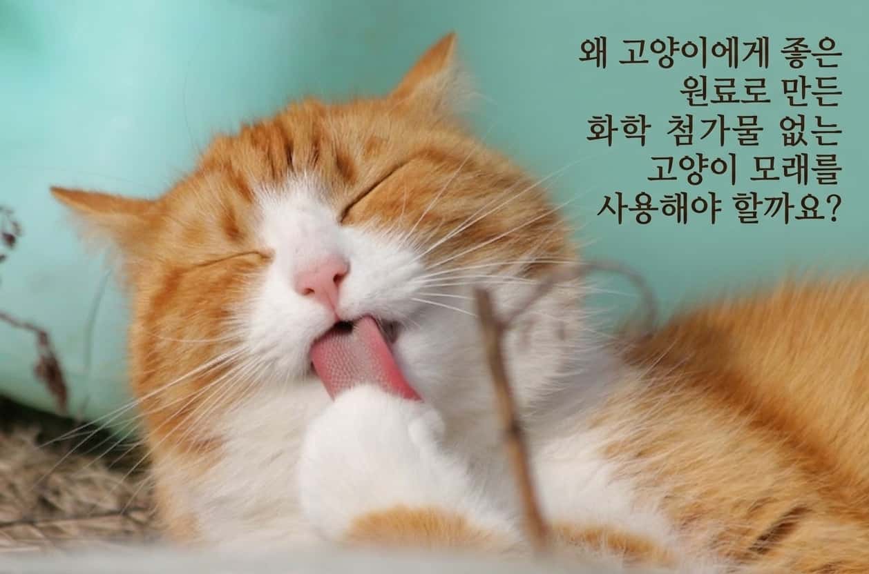 왜 고양이에게 좋은 원료로 만든 화학 첨가물 없는 고양이 모래를 사용해야 할까요?