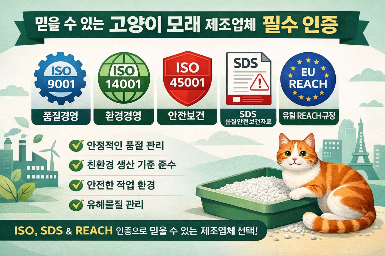 믿을 수 있는 고양이 모래 제조업체 선택 기준: 꼭 확인해야 할 인증은?