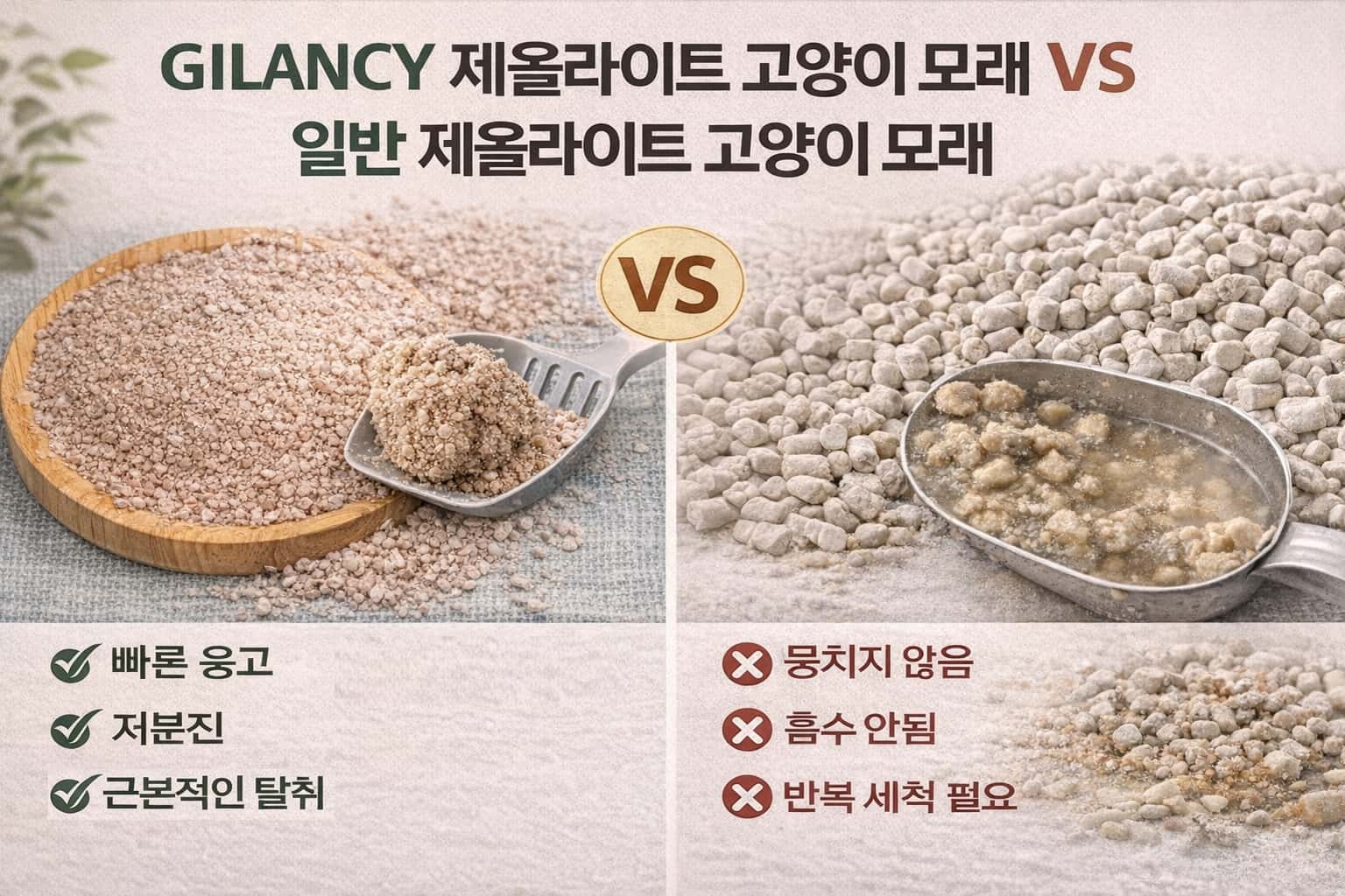 GILANCY 제올라이트 고양이 모래 vs 일반 제올라이트 모래,무엇이 다를까?
