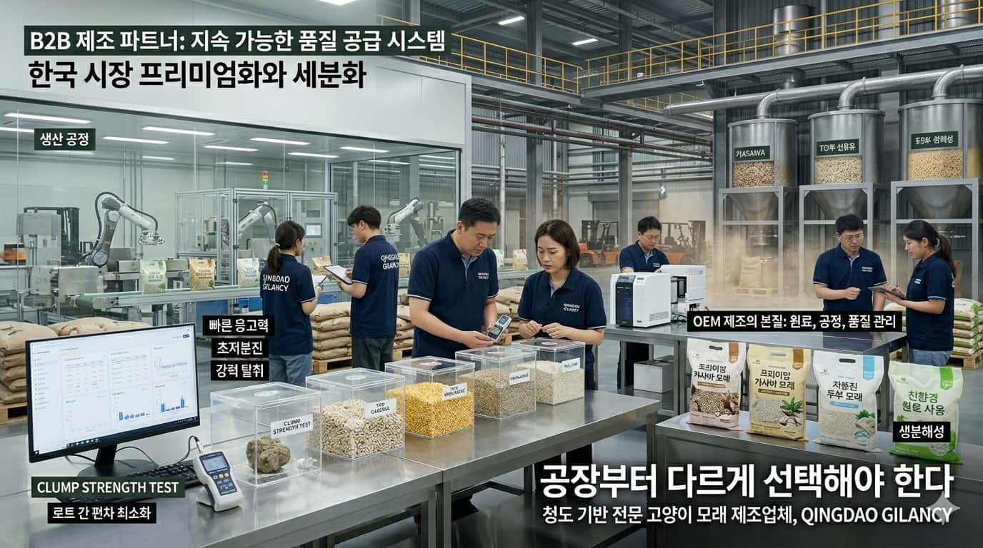 한국 B2B 고양이 모래 시장 심층 분석: OEM 제조 역량이 브랜드의 성패를 좌우하는 이유