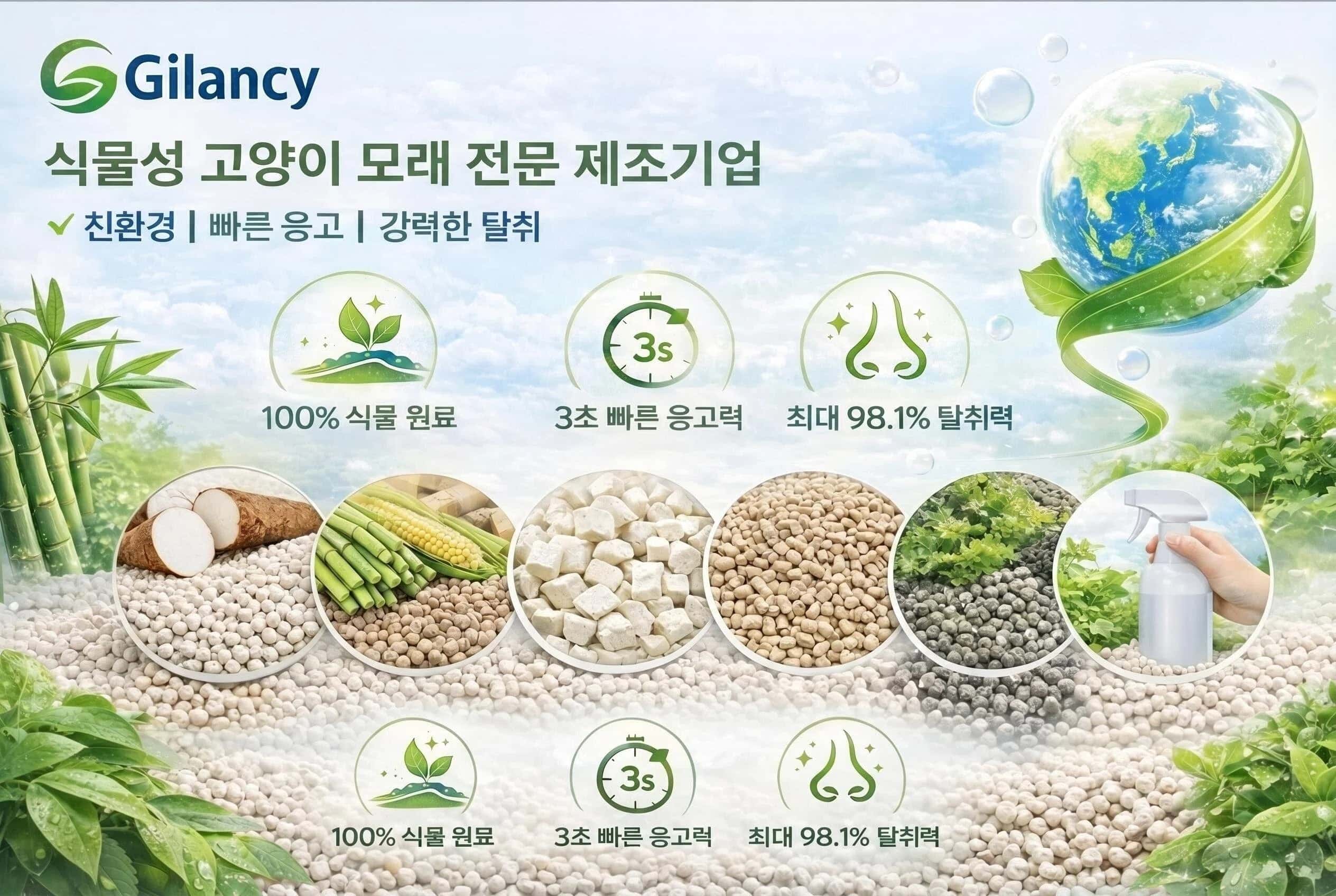 프리미엄 식물성 고양이 모래 완전 가이드—Gilancy 제품 라인업 및 핵심 경쟁력 분석