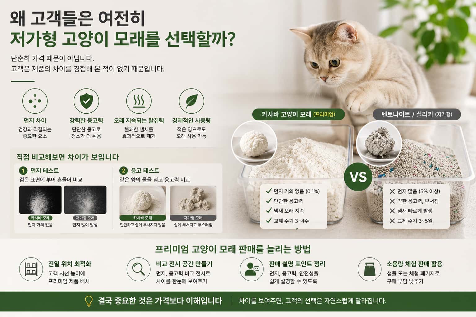 왜 고객들은 여전히 저가형 고양이 모래를 선택할까?