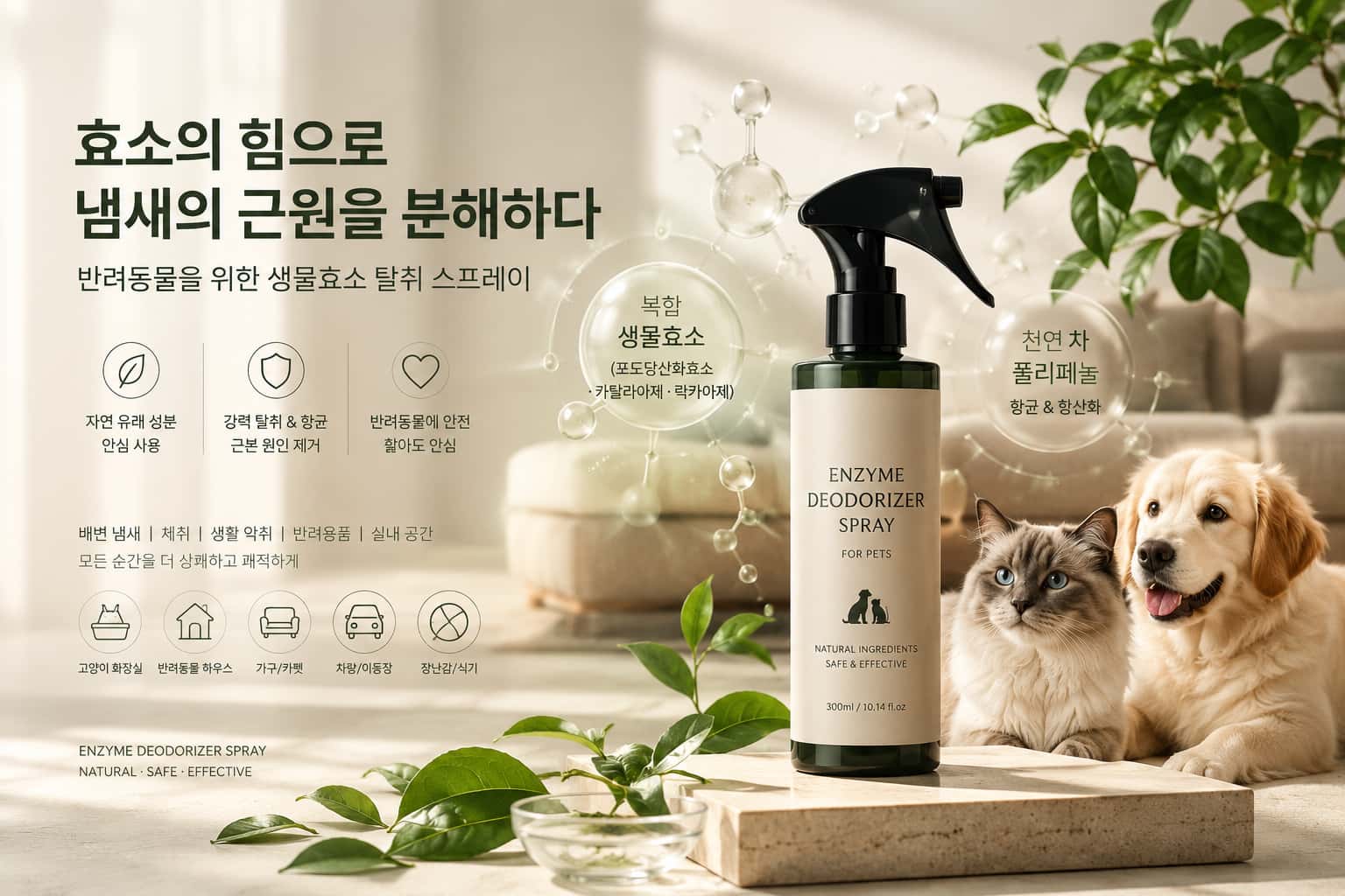 반려동물 냄새,이제"가리는 것"이 아니라"분해"하세요