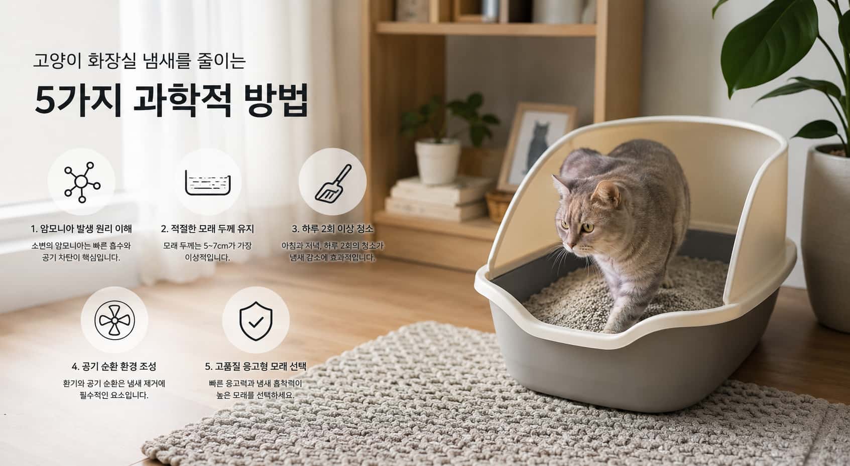 고양이 화장실 냄새를 효과적으로 줄이는 5가지 과학적 방법