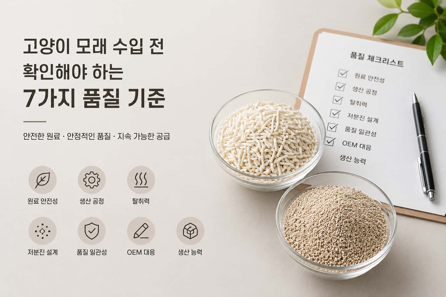 고양이 모래 수입 전 반드시 확인해야 하는 7가지 품질 관리 기준