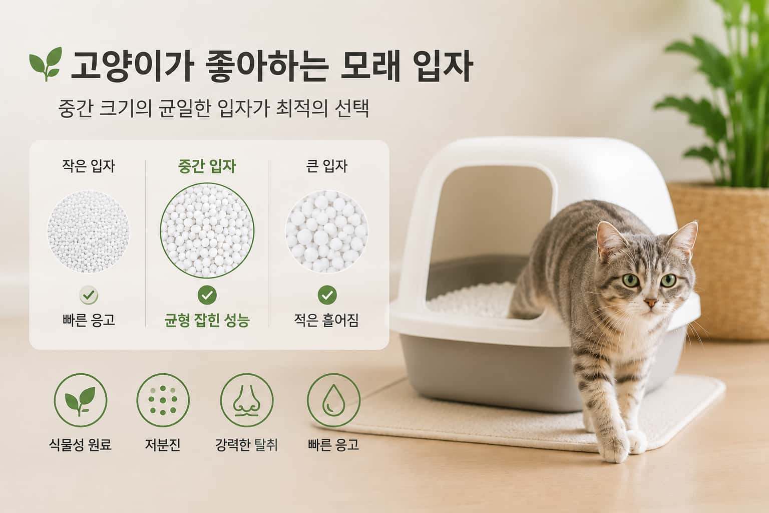 고양이는 어떤 입자의 모래를 가장 좋아할까요?