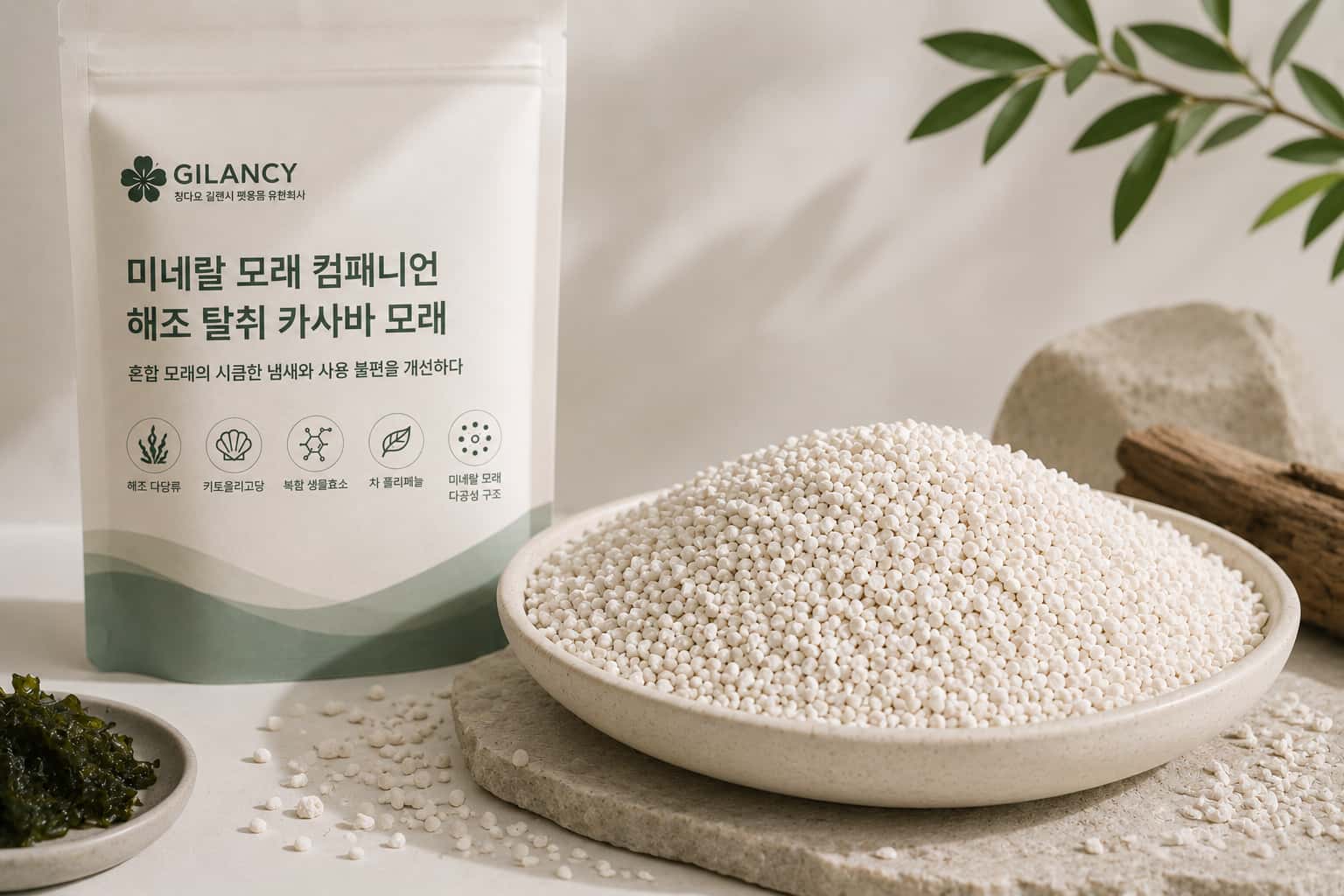 [신제품] GILANCY 미네랄 모래 컴패니언 "해조 탈취 카사바 모래"｜혼합 모래의 시큼한 냄새와 사용 불편을 개선하다
